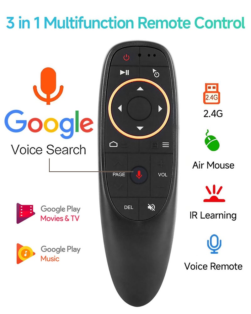 EASYTONE Air Mouse Remote Control, 2.4 GHz Wireless Voice Remote Control with IR Learning, Wireless Connection via USB Receiver Air Mouse for PC Android TV Box Laptop Projector Windows Android Mac OS - Image 2